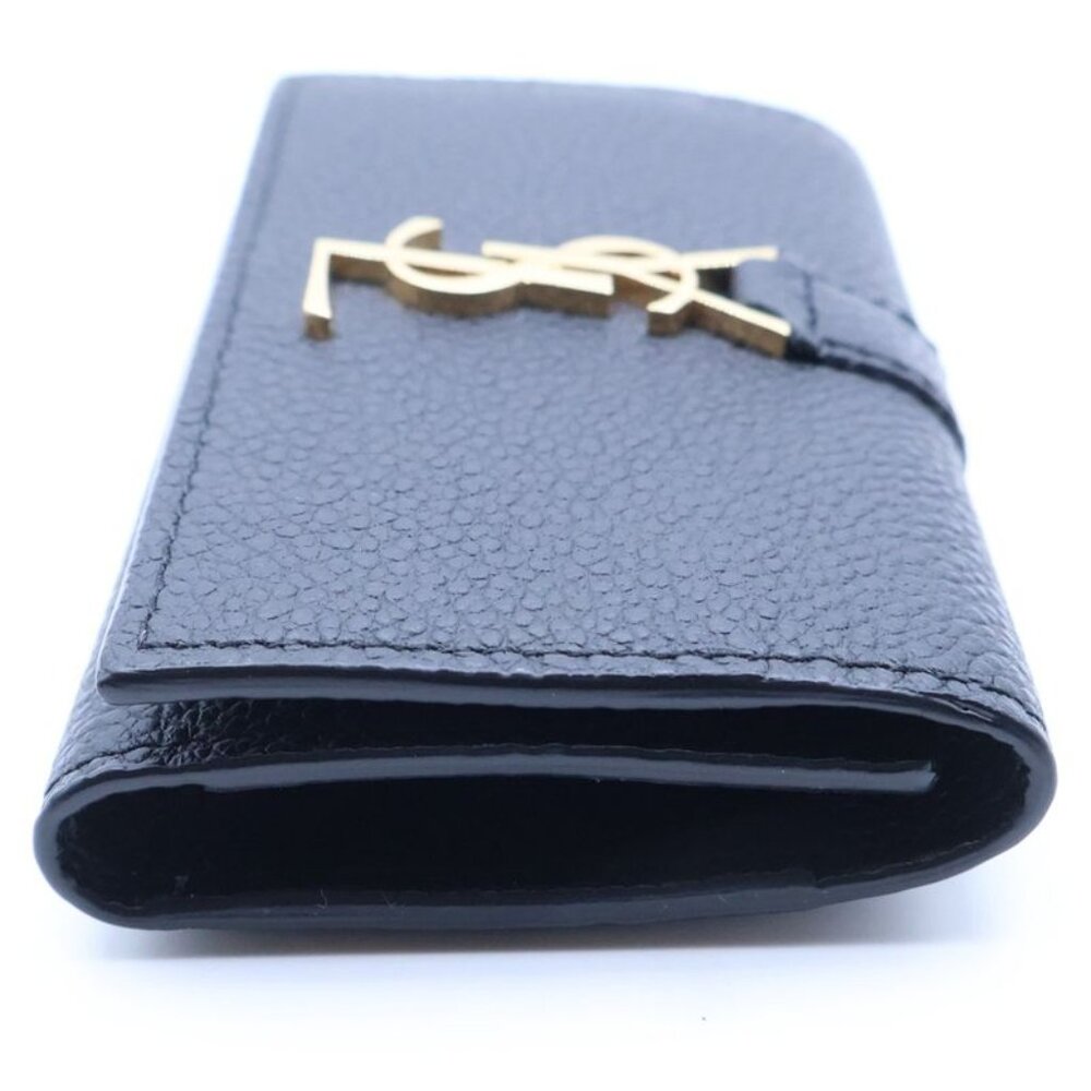 Saint Laurent Paris Cassandra Logo Plate Leather 4 Key Case Black Key Holder - Picture 3 of 6